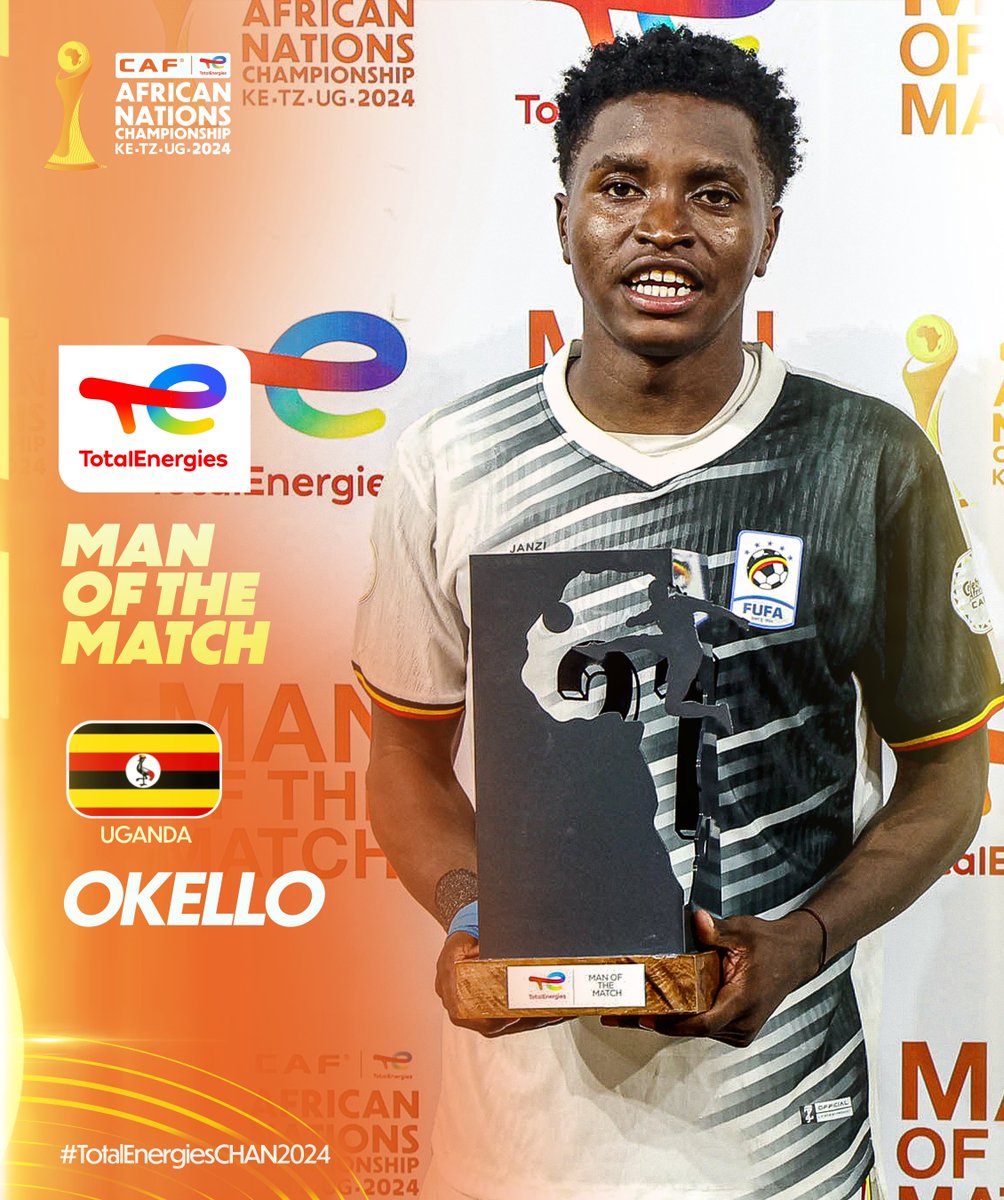 CAF_Online (@caf_online) on Twitter photo Okello's on fire! 🔥
Uganda's talisman earns the TotalEnergeis Man of the Match award vs Guinea. 👏
<a href="/Football2Gether/">Football Together</a> | #TotalEnergiesCHAN2024 Okello's on fire! 🔥
Uganda's talisman earns the TotalEnergeis Man of the Match award vs Guinea. 👏
<a href="/Football2Gether/">Football Together</a> | #TotalEnergiesCHAN2024