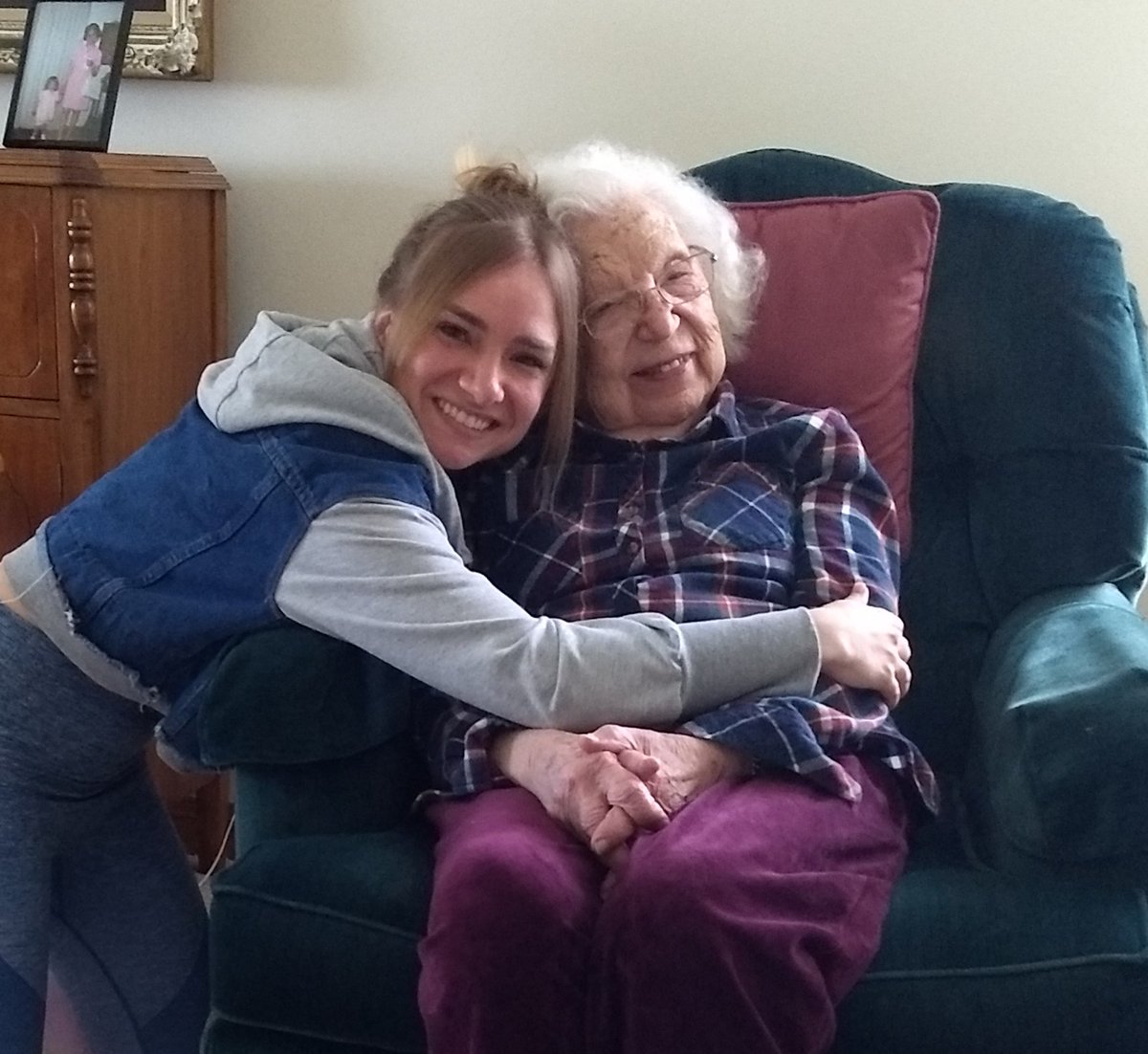 My 103 year old darling Grandma just became a great great grandmother today! 

Don't let her fool you though she still cheats at cards.
