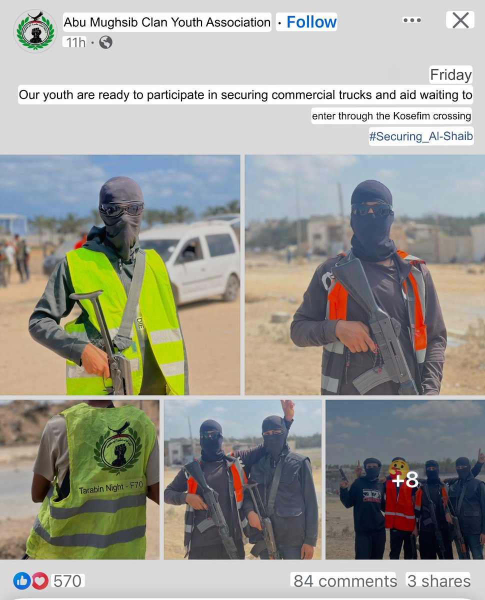MosabAbuToha's tweet image. Important post:

These are the people that Israel wants you to believe are stealing aid.
I posted about this a few days ago.
These people are from a big family in Gaza who work to secure aid and commercial trucks. You saw them on the trucks.
Israel told you they were Hamas…