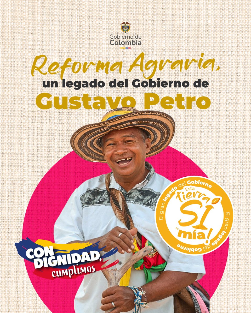 AgenciaTierras's tweet photo. ¡Somos un Gobierno que promete y cumple!
Con la Reforma Agraria, hemos hecho realidad el sueño de tener tierra a muchas familias campesinas y comunidades étnicas.

Ya son más de 634.000 hectáreas gestionadas en todo el país. #ConDignidadCumplimos https://t.co/dvutvMjJqY