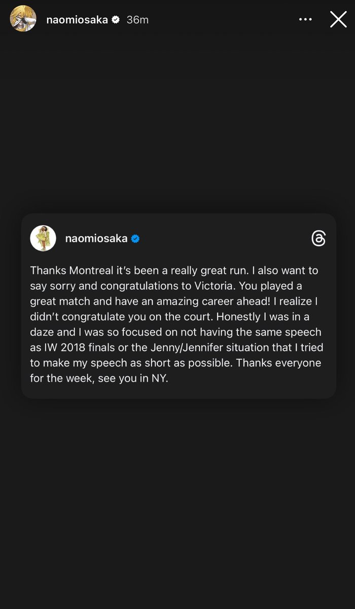adam_la2karis's tweet image. Naomi Osaka offers an apology to Victoria Mboko on Instagram: