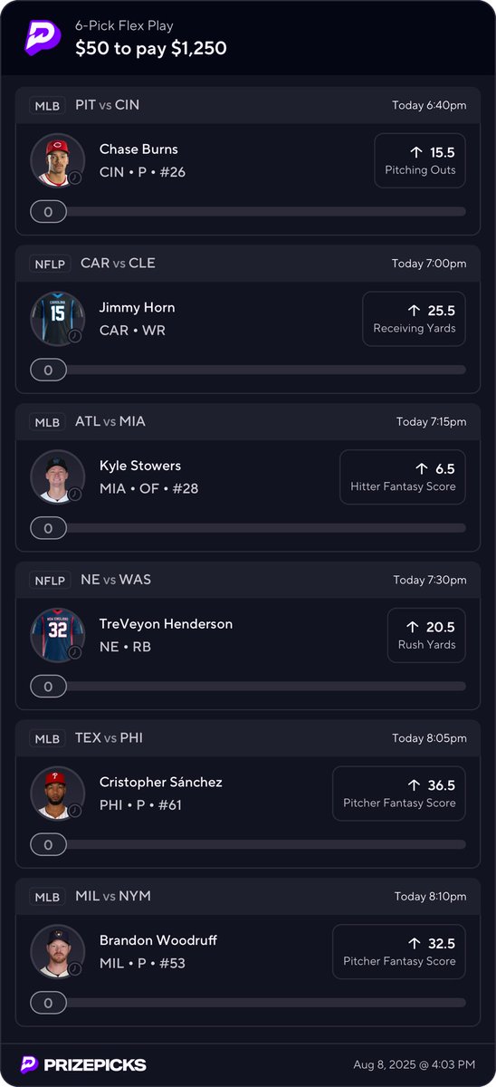 pickswithalan's tweet photo. PrizePicks Flex Friday💪🏻

Lil mix up between the NFL/MLB we have tonight😤

BOL🚀

Link to tail:
https://t.co/Mpl5n6XA9d

#PrizePicks #GamblingX #MLB #NFL https://t.co/SRnIVXdMqS