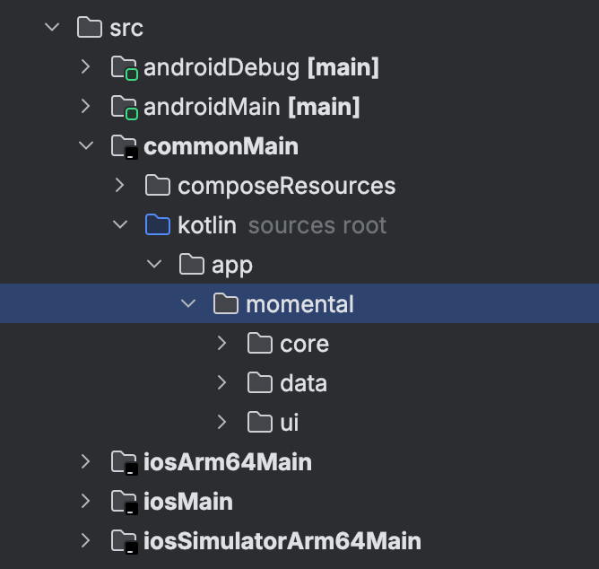 ChrisKruegerDev's tweet image. A clean project structure for Kotlin Multiplatform with Android and iOS:
- 3 packages for the layers
- Source sets for Android & iOS
- One single module
#shipaton #shipaton2025