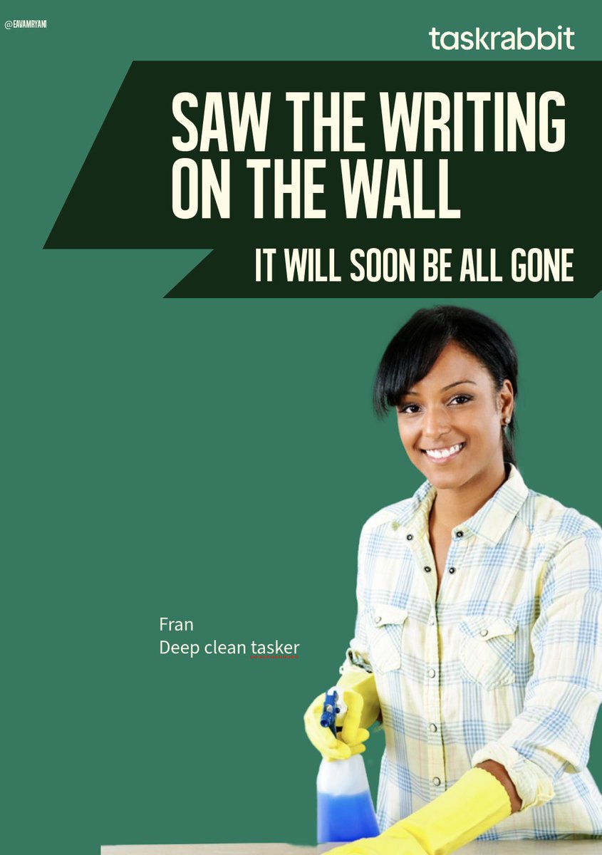 EavanRyan1's tweet photo. One Minute Brief of the Day:
Create posters that bring to life famous song lyrics to promote the 'Moving/Painting/Cleaning/Mounting/Home Improvement' categories available on the @Taskrabbit platform. #TaskTunes🎶
@OneMinuteBriefs https://t.co/OcpYxemetD
