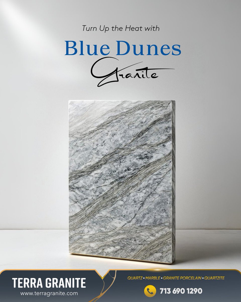 TerraGranite's tweet image. 🔥 Blue Dunes Granite – Drama meets durability!
Rich taupe &amp;amp; warm brown with striking blue highlights.
✨ Scratch,heat &amp;amp; stain resistant
✨ Polished &amp;amp; leather finishes available
🌐 terragranite.com | 📍Houston,TX
#BlueDunesGranite #GraniteGoals #LuxuryLiving #TerraGranite