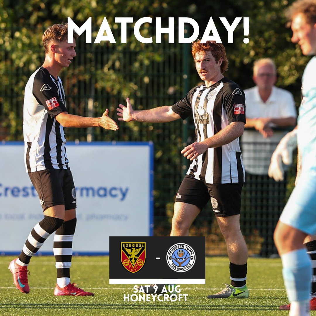 ⚽️ | 𝗠𝗔𝗧𝗖𝗛𝗗𝗔𝗬!

Here we go! 😍

🆚 <a href="/uxfc_redarmy/">Uxbridge Football Club</a> 
📅 Sat 9 Aug
⏰ 3pm
🏟 Honeycroft

#WeAreDorch ⚫️⚪️