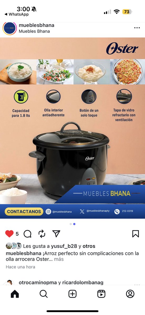 Olvídate de estar pendiente de la estufa. Con la olla arrocera Oster obtendrás arroz suelto y delicioso en cada ocasión, sin complicaciones. ¡ldeal para tu día a día! 
Función de mantener caliente. 
Fácil de usar y limpiar. 
#BhanaMejoresPrecios #Oster #OllaArrocera