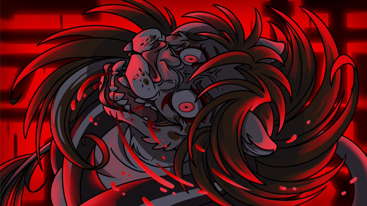 A set of Hundred Line themed comms I've done recently! I haven't even played this game yet but the extermination screens are cool as hell and a lot of fun to work with. For <a href="/CatKupo/">Cat Kupo</a>, <a href="/ALunarfrost/">Alura-Lunarfrost</a>, and Sunnet on FA! #hundredline