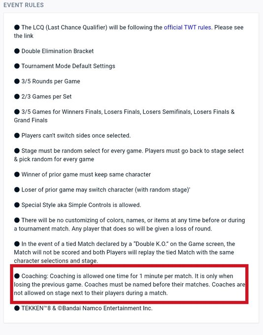 1 coach, only when the selected player has LOST their match

Not afther they won, not mid set?!

Tournament rules are made in order to provide a fair envoirment for all competitiors to compete in

For both players and TO's: be a good sport and respect the tournament rules please!