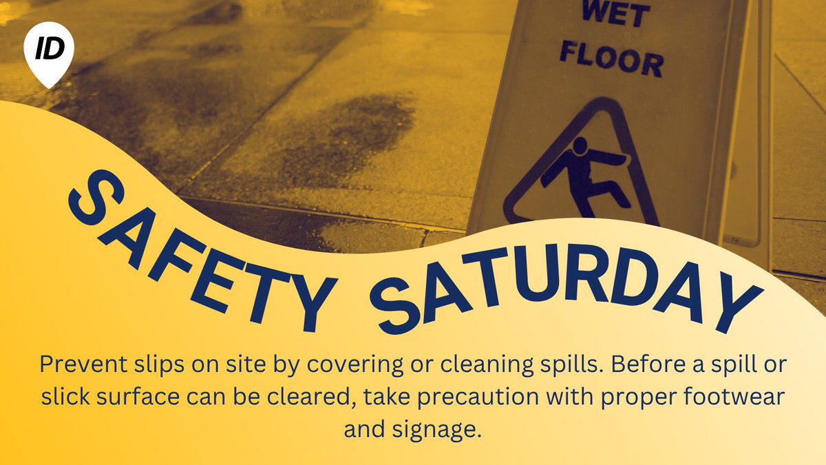 Slick surfaces on site create a risk for dangerous slips and falls. Make sure you always use signage and PPE before clearing a spill.

Download BuildID today! #construction #skilledtrades #app #workplacesafety