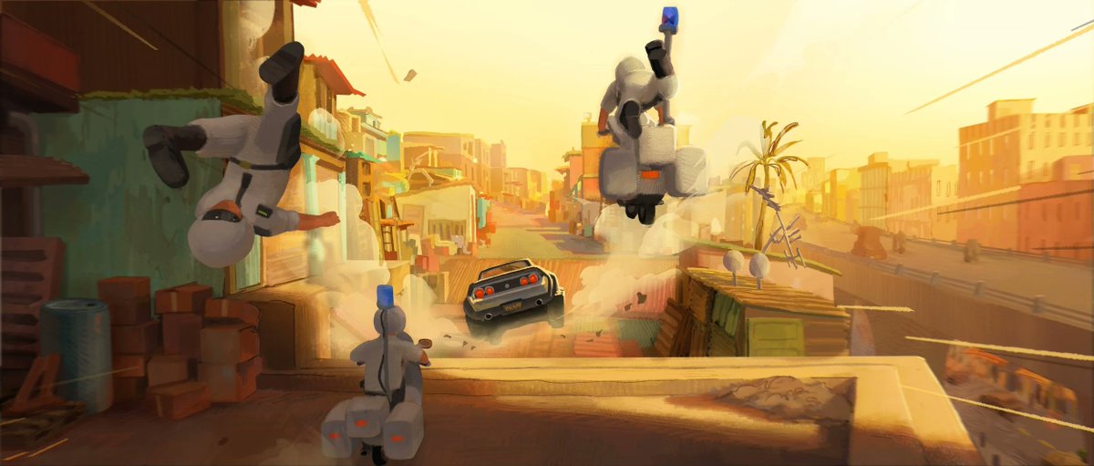chelseablecha's tweet image. A few more keys for the Cairo chase sequence! 🐓✨ looooved working with this warm color palette #TheBadGuys2 #dreamworksanimation #visualdevelopment