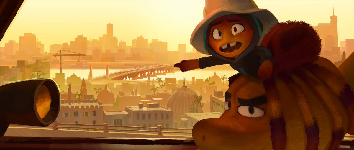 chelseablecha's tweet image. A few more keys for the Cairo chase sequence! 🐓✨ looooved working with this warm color palette #TheBadGuys2 #dreamworksanimation #visualdevelopment