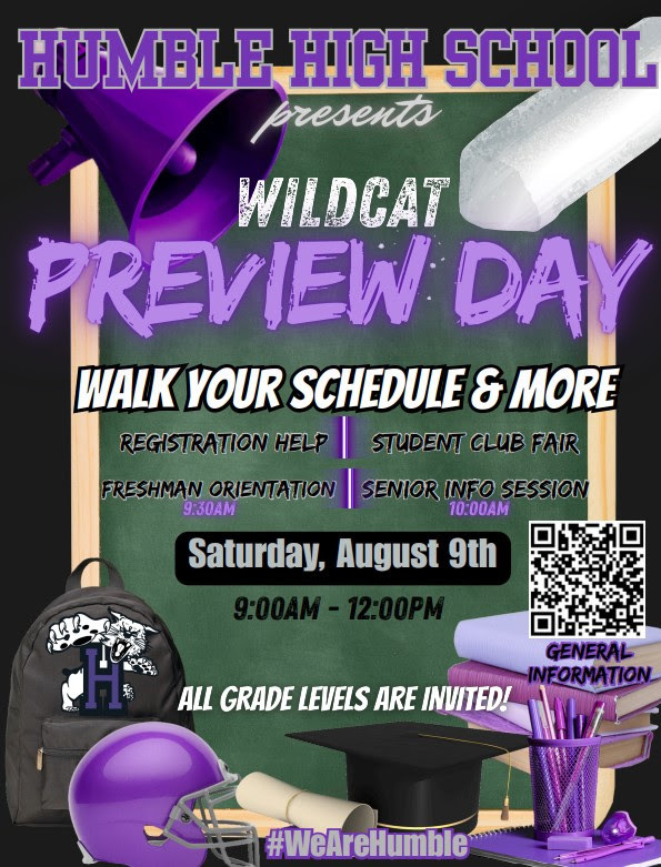 Humble High School (@humbleisd_hhs) on Twitter photo Be sure to come to Wildcat Preview tomorrow from 9a-12pm at Humble High School.  See you there! Be sure to come to Wildcat Preview tomorrow from 9a-12pm at Humble High School.  See you there!