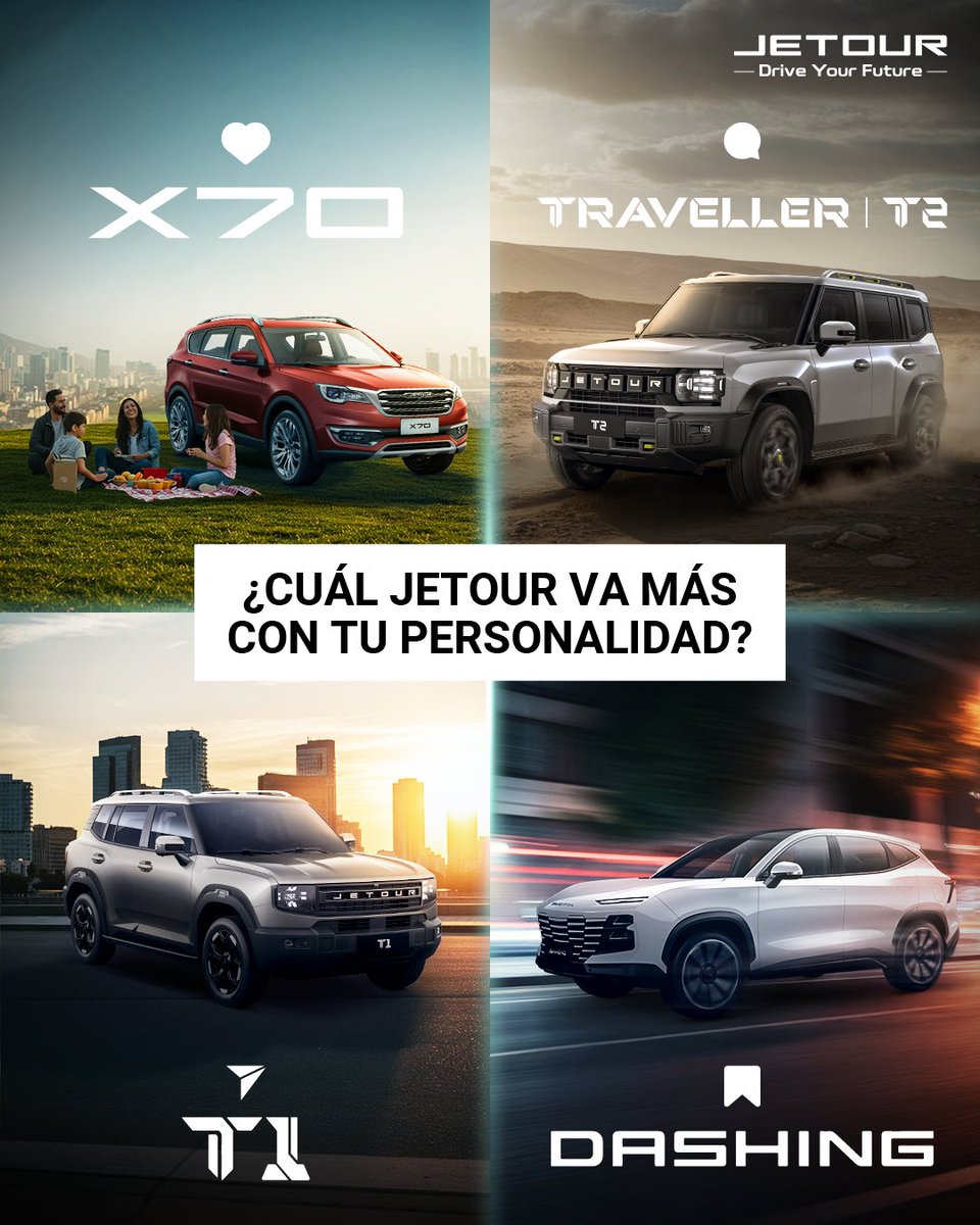 Cada persona tiene su estilo y cada Jetour, su actitud.💥​
¿Eres más aventura, elegancia o tecnología? 🚙✨​

📌Conoce tu Jetour en tu concesionario más cercano: bit.ly/3UFtYLr​
#JetourPerú #Jetour #concesionario