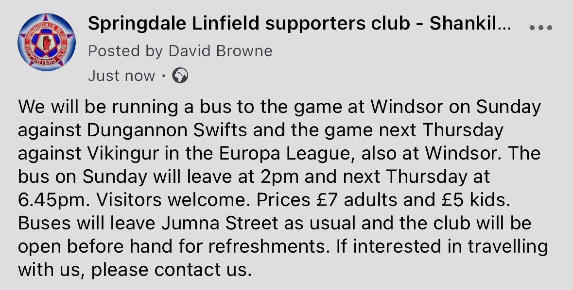 Springdale Linfield Supporters Club tweet media