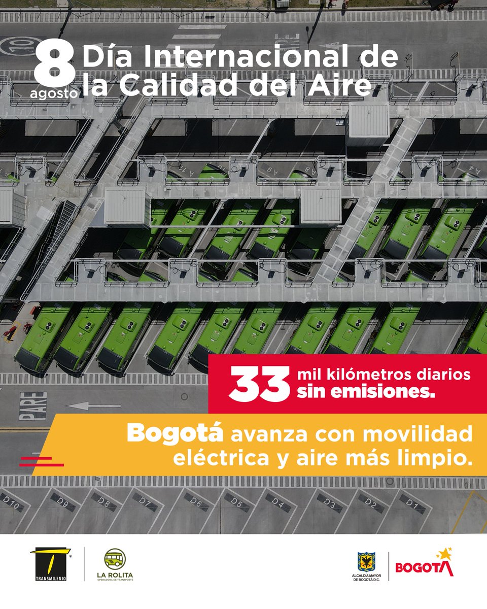 Nos movemos con energía limpia para que Bogotá respire mejor. 🚎💨
En este Día Interamericano de la Calidad del Aire reafirmamos nuestro compromiso con un transporte sostenible que cuida la salud y el futuro de la ciudad. 💙🌿