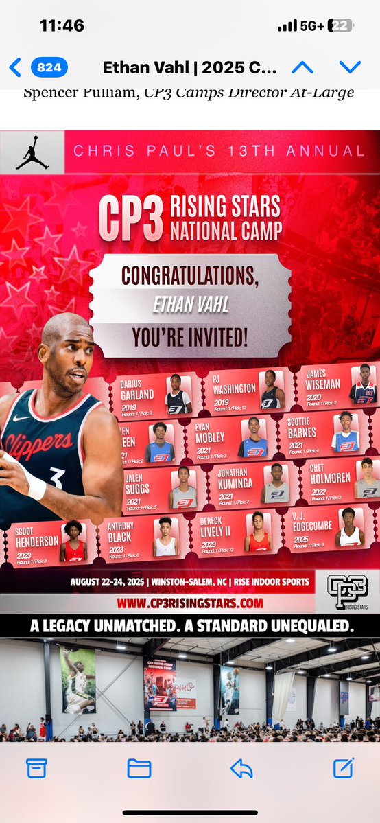 Ethan Vahl (@ethanvahl) on Twitter photo Honored to be invited to the CP3 Rising Stars National Camp.
Thank you for the invite <a href="/CP3events/">🚀13TH ANNUAL CP3 RISING STARS NATIONAL CAMP🚀</a>
<a href="/CP3/">Chris Paul</a> Honored to be invited to the CP3 Rising Stars National Camp.
Thank you for the invite <a href="/CP3events/">🚀13TH ANNUAL CP3 RISING STARS NATIONAL CAMP🚀</a>
<a href="/CP3/">Chris Paul</a>