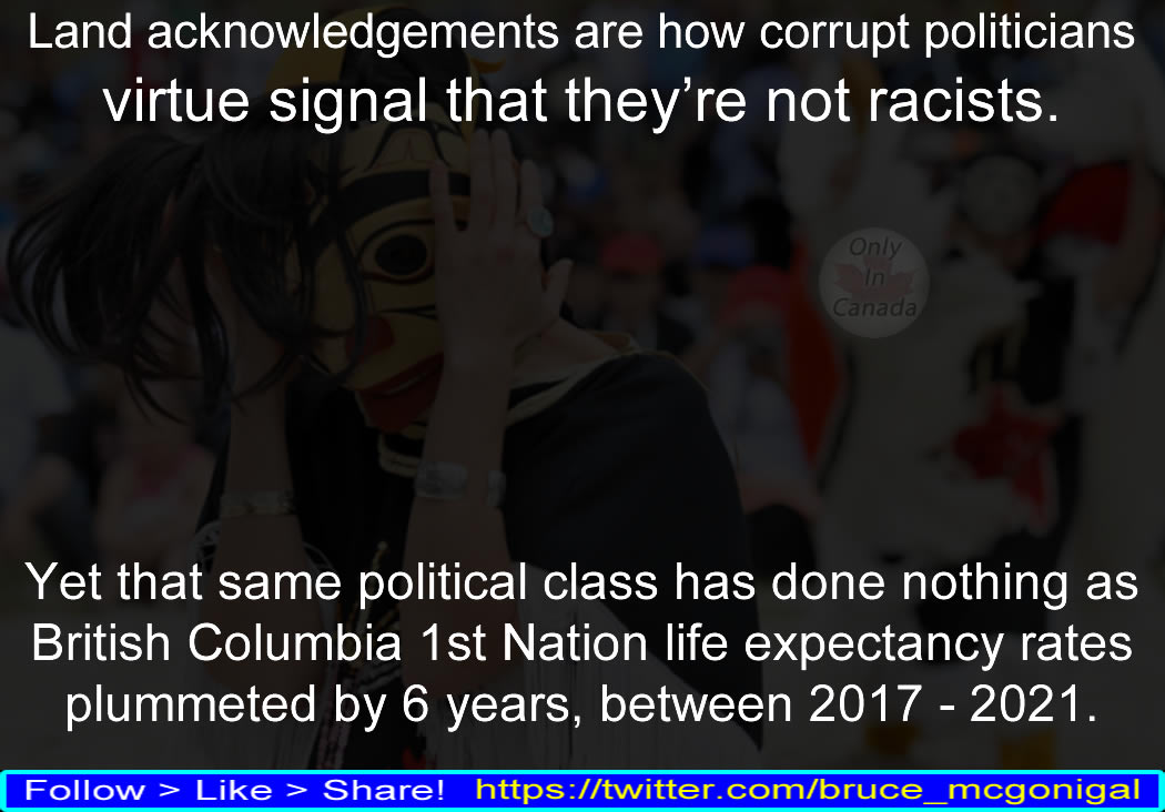 Ironically it's 1st Nations who are being slaughtered in massive numbers from failed BC NDP policies. 

Something I have spoken about repeatedly.

The BC NDP let 1st Nations communities burn 4 - 8 months of the year, leaving many on very long evacuation orders.

Burned off their