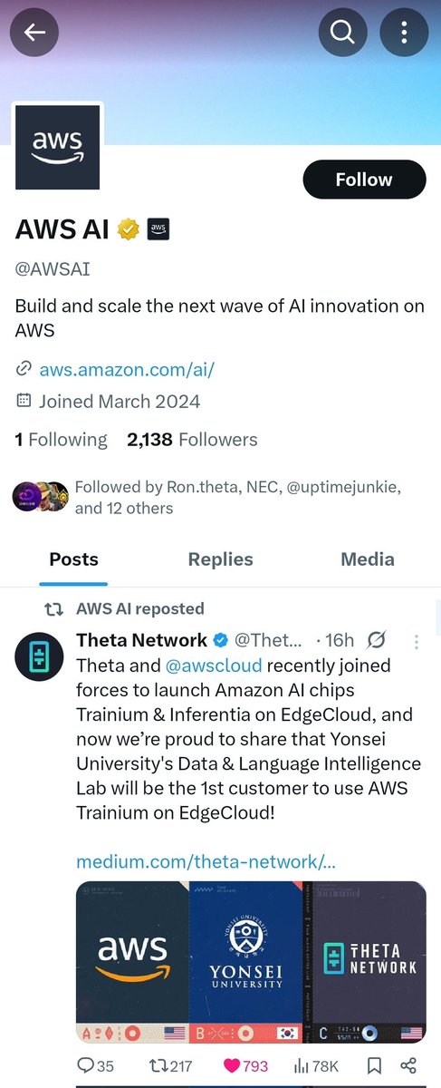 $THETA is the top tweet right now from AWS AI 🔥🚀