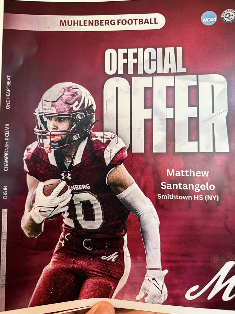 Matthew Santangelo (@matthewsantan80) on Twitter photo I am excited and grateful to receive an official offer to play football from Muhlenberg College. Thank you to <a href="/DigInMules/">Muhlenberg Football</a> and <a href="/Coach_OHara51/">Scott O’Hara</a> <a href="/CoachLauri/">Greg Lauri</a> <a href="/BooseCoach/">Coach Boose</a> <a href="/EastBullsFB/">Smithtown East Football</a> <a href="/ScottZeffiro/">Coach Zeffiro</a> <a href="/AmariAbe32/">Amari Abraham</a> I am excited and grateful to receive an official offer to play football from Muhlenberg College. Thank you to <a href="/DigInMules/">Muhlenberg Football</a> and <a href="/Coach_OHara51/">Scott O’Hara</a> <a href="/CoachLauri/">Greg Lauri</a> <a href="/BooseCoach/">Coach Boose</a> <a href="/EastBullsFB/">Smithtown East Football</a> <a href="/ScottZeffiro/">Coach Zeffiro</a> <a href="/AmariAbe32/">Amari Abraham</a>