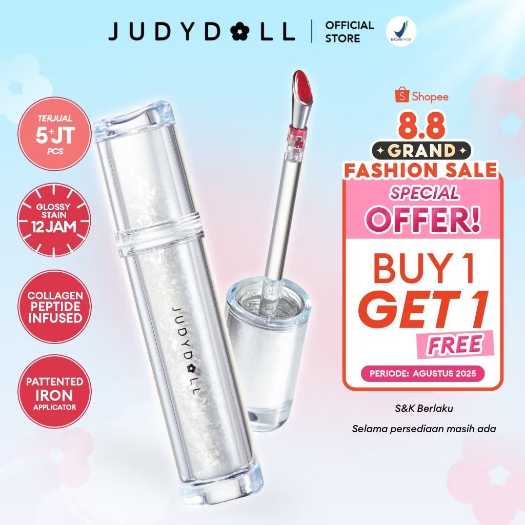 Cek (BUY 1 GET 1) Judydoll Watery Iron Liptint Gloss - 9gr (Next Level Liptin Lip Gloss, Tahan Lama 12 Jam, Transferproof &amp; Hasil Glossy Dengan Lip Massager) dengan harga Rp98.999. Dapatkan di Shopee sekarang! s.shopee.co.id/BJTRTs0Il?shar…