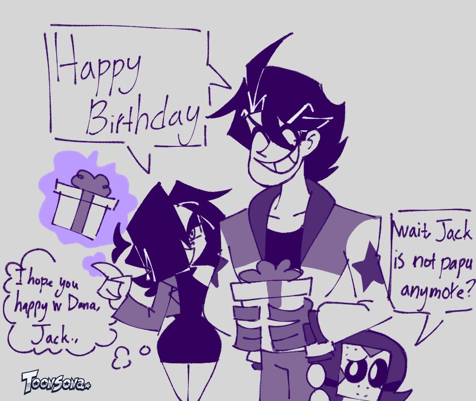 💙Happy birthday Jshark (lil late)🦈

Jack finally greeting Dana to his family &amp; Kenny too &gt;:D

(It's took 2 days to finish the art cuz I selfish play wb &amp; my family bother me doing work)

But you enjoy the meal&gt;:3

#spookymonth #spookymonthoc #spookymonthjack #donutshark