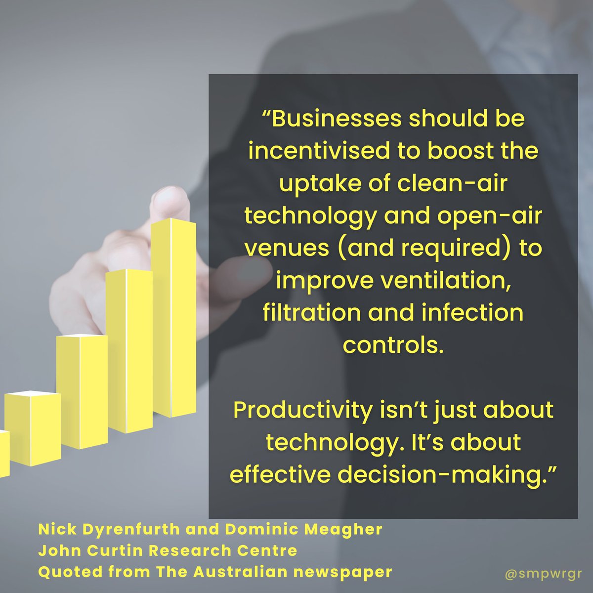 Requiring improved IAQ standards and providing financial incentives will hasten uptake and protect our most valuable asset - the Australian workforce