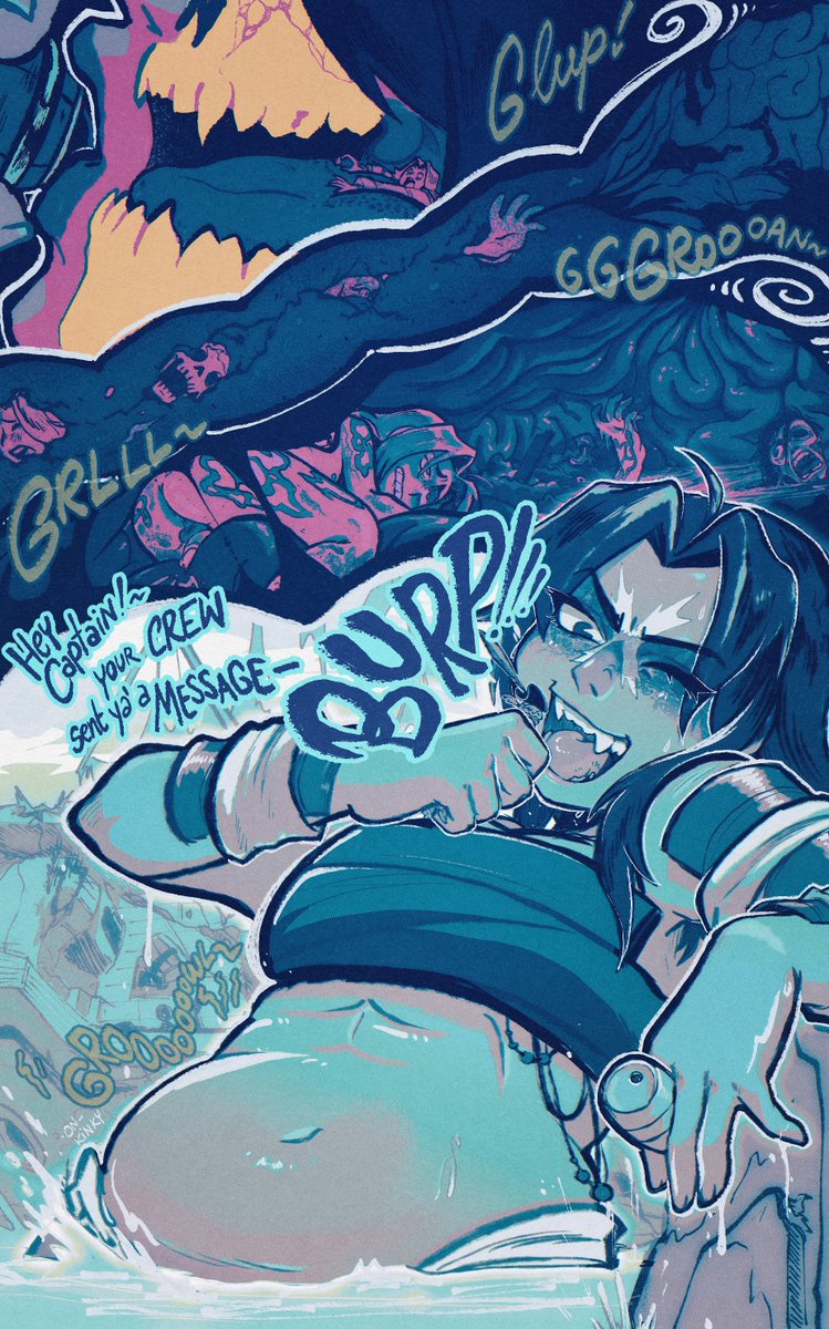 CW: Graphic Digestion, Implied Fatal

Happy Vore Day!
Here is an amazing piece from <a href="/on_kinky/">🔞ShameOnMyKinkyDraws (coms closed)</a>!

Maybe next time, Star should be careful which crew they join. More or less, they become a part of Skyllas booty!🏴‍☠️⚓️