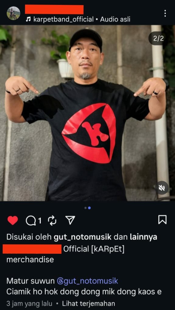 anggara sidjabat (@an99ik) on Twitter photo ...kARpEt bakal comeback, kasih selamat rekkk atas kembalinya band legend suroboyo dgn video balasan "selamat kARpEt bangkit kembali dan terkenal lagi. kARpEt jaya jaya jaya"
CC <a href="/wahyu_sudiro/">wahyusudiro</a> <a href="/El8Rumi/">EL Rumi</a> <a href="/deckysasongko/">Paman Decky</a> <a href="/it0k/">i t o π</a> <a href="/sitembokbeton/">Tembok Beton</a> <a href="/brayensmiths/">bryan</a> <a href="/d0n_yayak/">Gen X people</a> <a href="/stepbacknrelax/">watch your step</a> ...kARpEt bakal comeback, kasih selamat rekkk atas kembalinya band legend suroboyo dgn video balasan "selamat kARpEt bangkit kembali dan terkenal lagi. kARpEt jaya jaya jaya"
CC <a href="/wahyu_sudiro/">wahyusudiro</a> <a href="/El8Rumi/">EL Rumi</a> <a href="/deckysasongko/">Paman Decky</a> <a href="/it0k/">i t o π</a> <a href="/sitembokbeton/">Tembok Beton</a> <a href="/brayensmiths/">bryan</a> <a href="/d0n_yayak/">Gen X people</a> <a href="/stepbacknrelax/">watch your step</a>