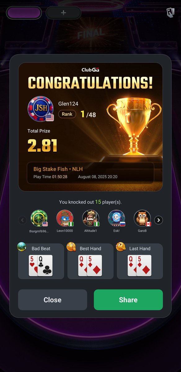 +glen12.eth (@glenbob78) on Twitter photo I just won 5 staked Devil Fish thanks to <a href="/JayksStakeHouse/">Jayks Stake House</a>
Cheapest entry to poker around!! I just won 5 staked Devil Fish thanks to <a href="/JayksStakeHouse/">Jayks Stake House</a>
Cheapest entry to poker around!!