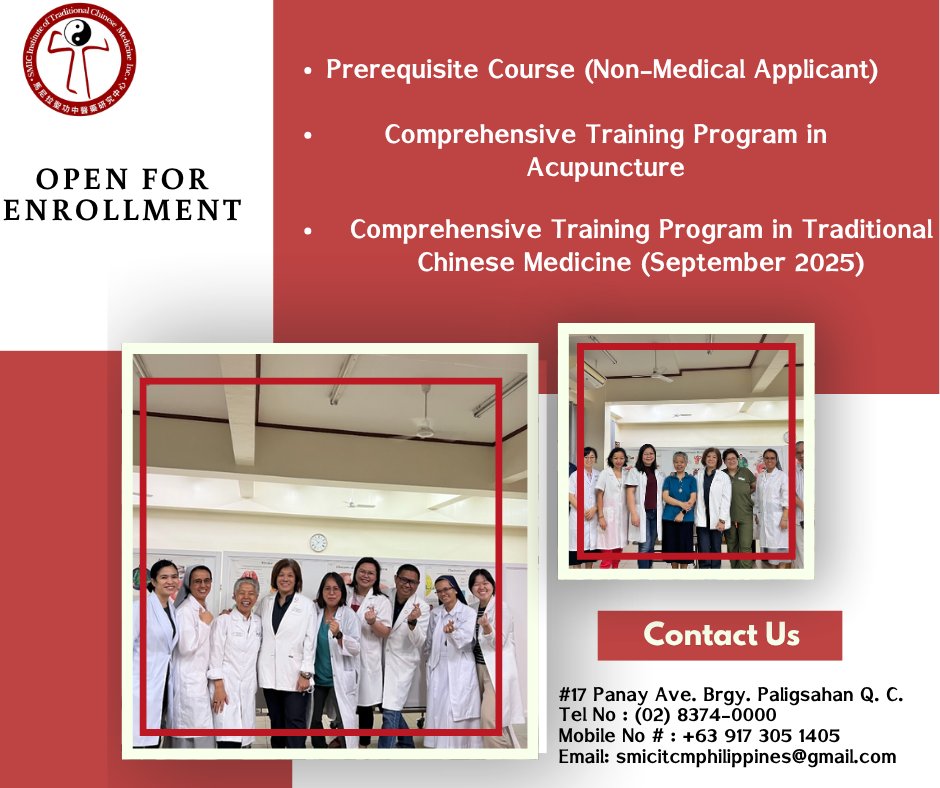 Every healer starts with a single step — take yours today! 🌿
No medical background? No problem! Our PITAHC–DOH accredited Acupuncture &amp; TCM programs start this September.
📞 (02) 8374-0000 | 📱 0917 305 1405
📩 smicitcmphilippines@gmail.com | 📍 Quezon City
#smicitcm