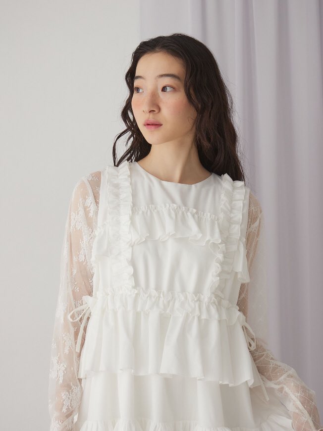 merry jenny フリルフードワンピース ホワイト merry jenny