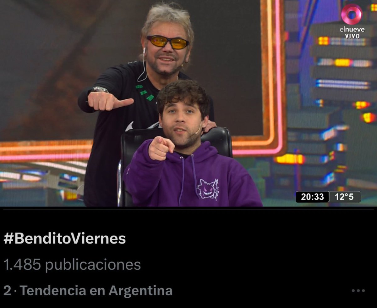 Frodoneta (@frodoneta97) on Twitter photo ⚡️VIERNES DE BENDITA⚡️
#BenditoViernes se posicionó por unos minutos en el puesto DOS del trending topic en todo Argentina.
Cc: <a href="/agustinguardis/">Agustin</a> <a href="/elbetocasella/">Beto Casella</a> <a href="/TanoNieto/">German Tano Nieto</a> <a href="/forofms/">foromedios</a> ⚡️VIERNES DE BENDITA⚡️
#BenditoViernes se posicionó por unos minutos en el puesto DOS del trending topic en todo Argentina.
Cc: <a href="/agustinguardis/">Agustin</a> <a href="/elbetocasella/">Beto Casella</a> <a href="/TanoNieto/">German Tano Nieto</a> <a href="/forofms/">foromedios</a>