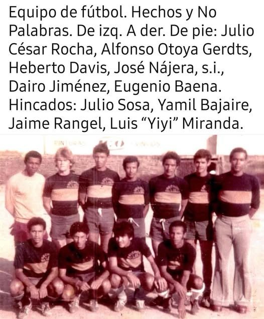 Eugenio Baena Calvo jugó fútbol desde chico. Recuerdo un club aficionado del barrio San Diego de Cartagena: atlético Inquisición. En esta foto con el equipo Hechos y no Palabras. QDEP. 
Foto compartida por mi amigo Gustavo González.