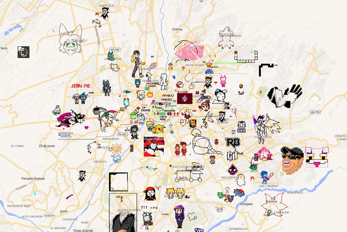 Pixelperu2025's tweet photo. Hola hermanos peruanos, aquí muestro algunas capturas actuales de algunas regiones de nuestro país en el juego de wplace. https://t.co/D4DGJzIuEJ