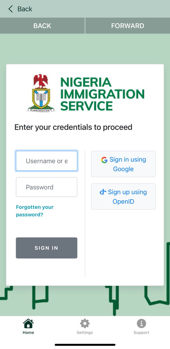 toyotomi's tweet photo. @nigimmigration When I click on the option to renew from Outside Nigeria,why am I being asked to provide login details even I’m already logged in the application? Kindly review this flaw. https://t.co/ZjFphaSKId