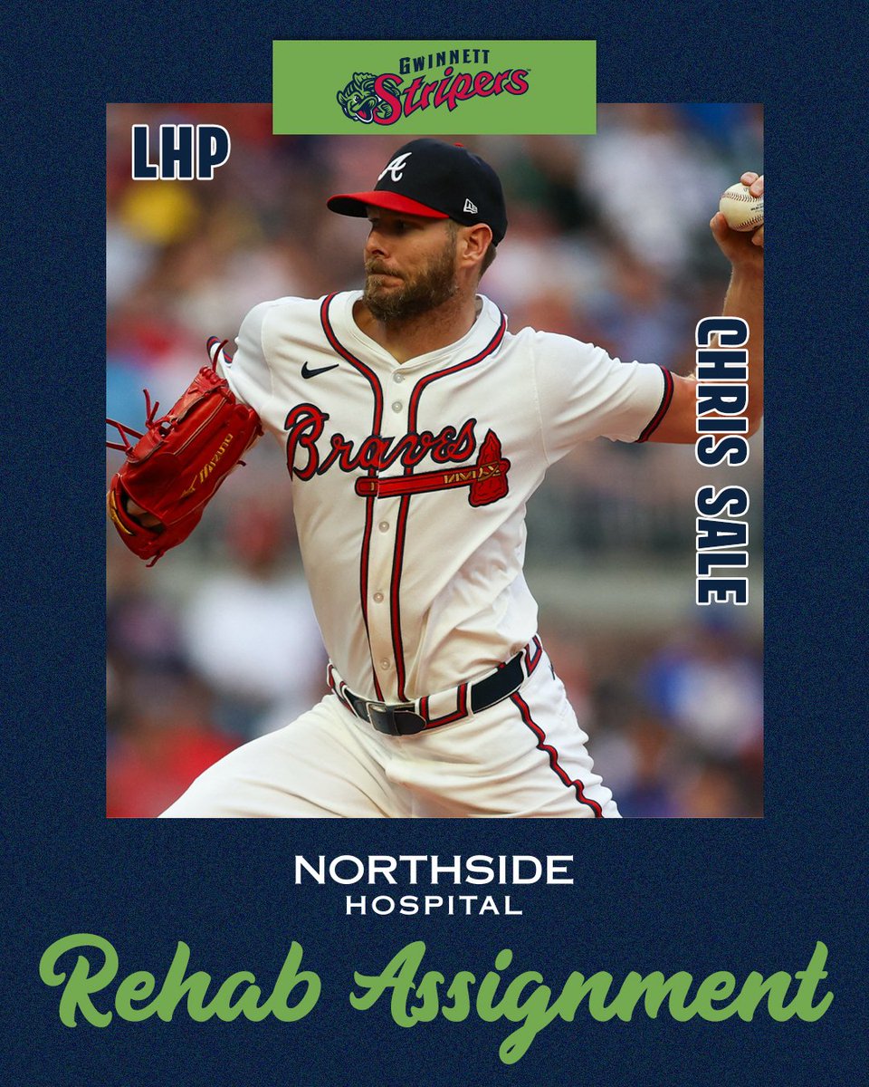 The Sale of the summer is upon us.

2024 NL Triple Crown Pitcher and #Braves ace Chris Sale is scheduled to rehab in Gwinnett on Tuesday, August 12, presented by <a href="/NorthsideHosp/">Northside Hospital</a>!

Get tickets: bit.ly/45pAlaR
Read more: bit.ly/46Panjo