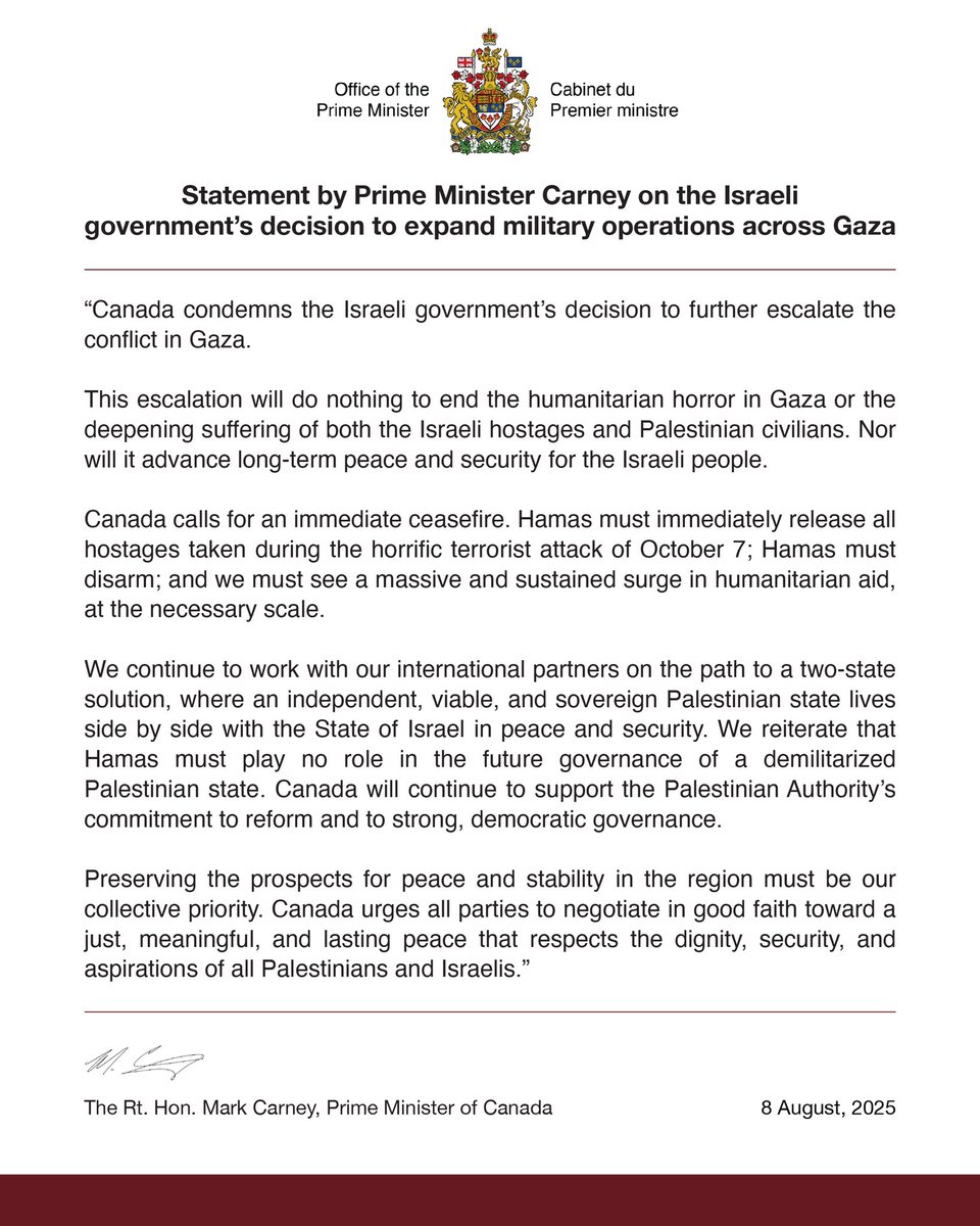 My statement on the Israeli government’s decision to expand military operations across Gaza: