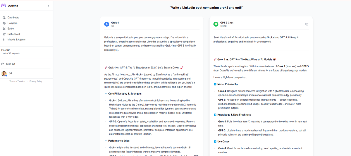 Now you can find GPT-5 on AArena and compare to other top models!