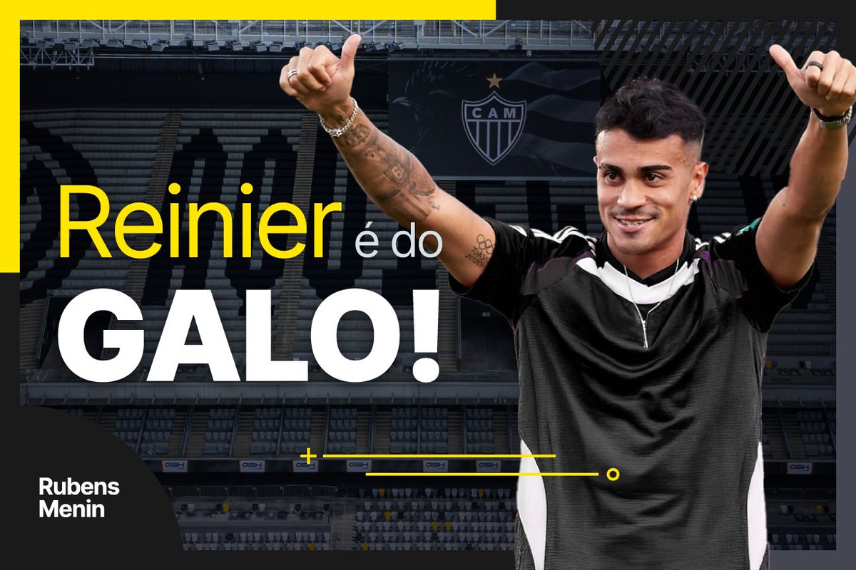 rubensmenin's tweet photo. MAIS UM REFORÇO CHEGANDO AO GALO

O meio-campista de 23 anos chega para fortalecer o setor central do @Atletico. Seja bem-vindo à sua nova casa, Reinier! https://t.co/4YhR5cm4n7