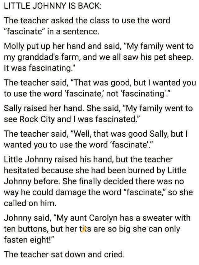 Little Johnny is at it again! Sorry y'all but this is funny 🤣😂🤣