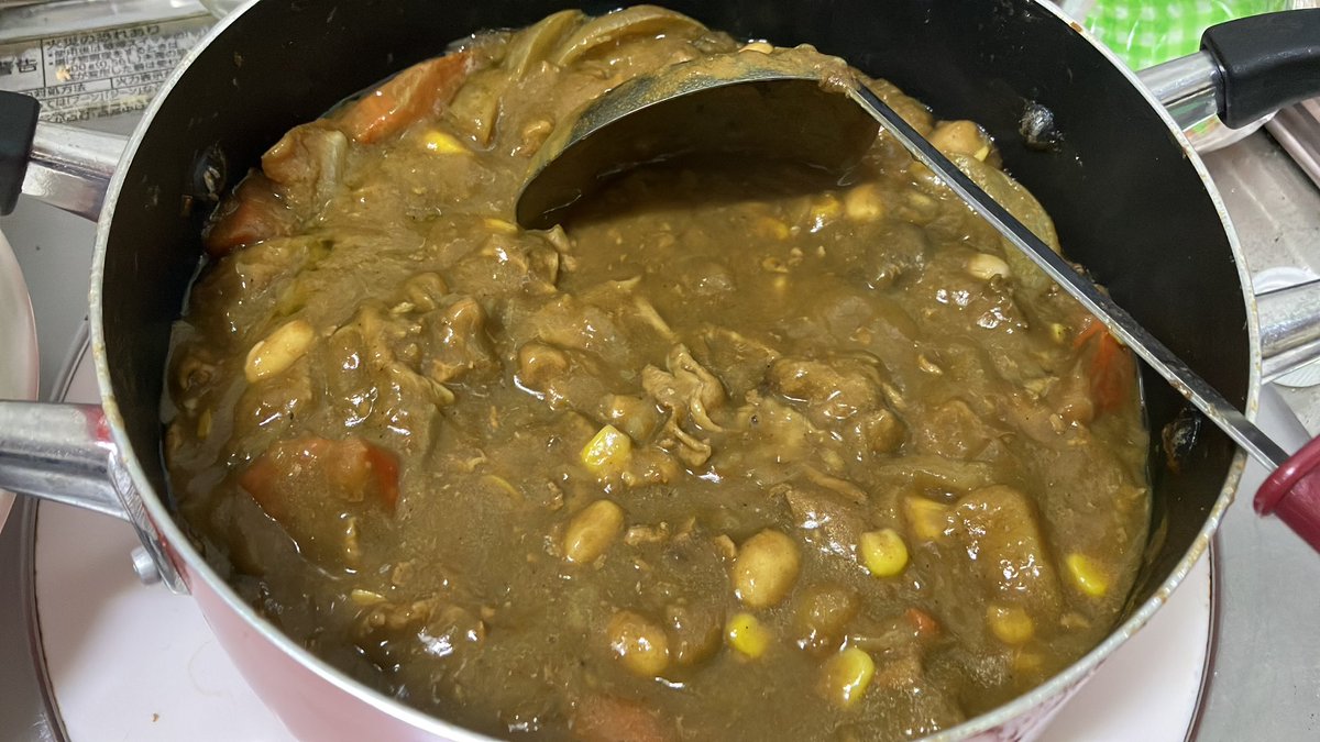 カレーに豆を入れてみたが食感が面白くなっていいね