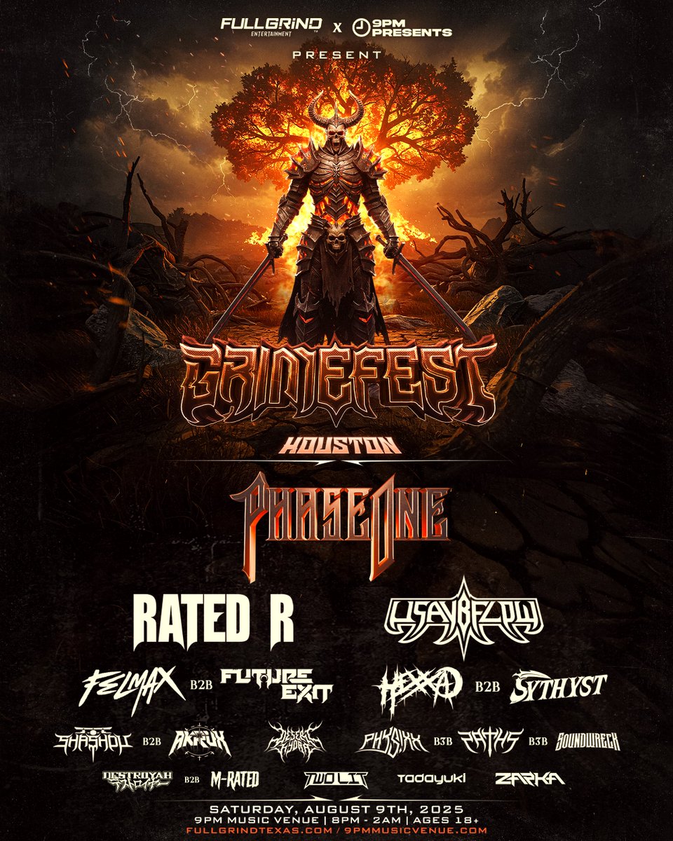 We’re only one sleep away from what could be the largest #GRIMEFEST events Texas has ever witnessed.

Meet us in Dallas tonight at the pre party w/ Rated R, Felmax, Hexxa and Sythyst! 🔥🐊🔥