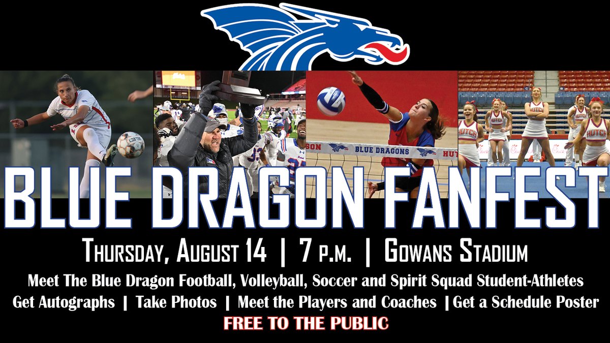 Blue Dragon Sports (@bluedragonsport) on Twitter photo Blue Dragon Nation ... here is your chance to meet the 2025 Blue Dragon Fall Sports Teams and Blue Dragon Spirit Squad at the Blue Dragon Fanfest - at 7 p.m. on Thursday, Aug. 14 at Gowans Stadium.
#BreatheFire
<a href="/BlueDragonsFB/">Hutchinson Blue Dragon Football</a> Blue Dragon Nation ... here is your chance to meet the 2025 Blue Dragon Fall Sports Teams and Blue Dragon Spirit Squad at the Blue Dragon Fanfest - at 7 p.m. on Thursday, Aug. 14 at Gowans Stadium.
#BreatheFire
<a href="/BlueDragonsFB/">Hutchinson Blue Dragon Football</a>