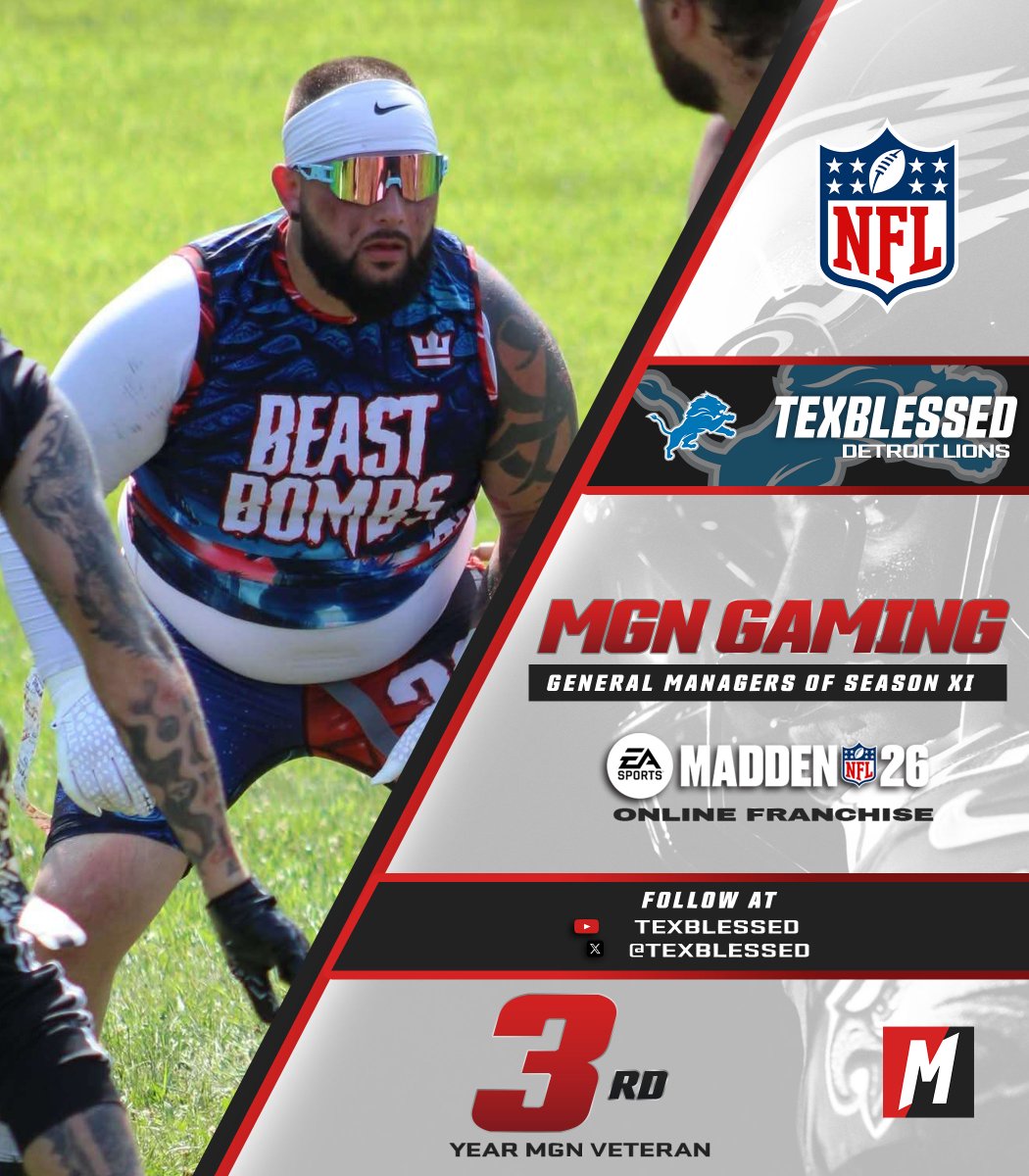 All gas, no breaks for veteran <a href="/TexBlessed/">TexBlessed</a>, as he finds a new home signing with the <a href="/Lions/">Detroit Lions</a> in #MGNGamingFranchise on <a href="/EAMaddenNFL/">Madden NFL 26</a>