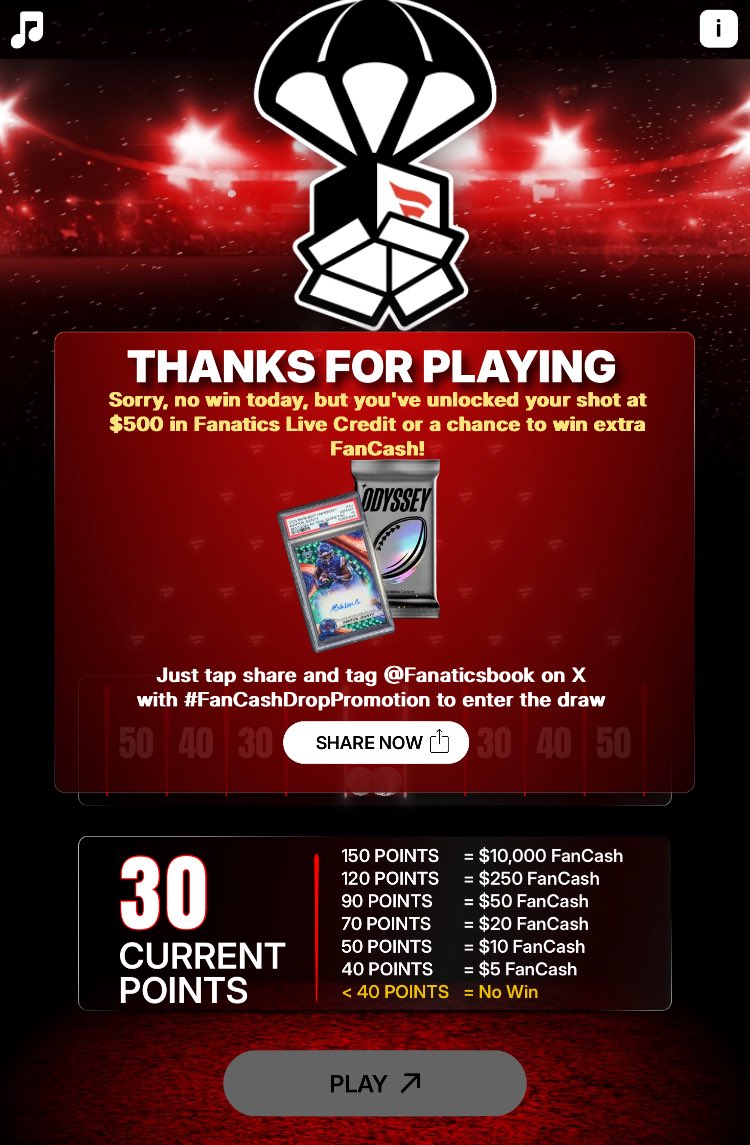 Play the #FanCashDropPromotion today

 fanatics.onelink.me/5kut/p6fykbjo