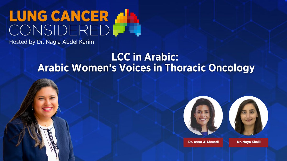IASLC (@iaslc) on Twitter photo What is it like to be an Arabic woman building a career in thoracic oncology? On this episode of #LungCancerConsidered in Arabic, <a href="/NaglaAKarimMD/">Dr. Nagla Abdel Karim</a>, @asrar_alahmadi & <a href="/MayaKKhalil/">Maya K. Khalil, MD</a> discuss their professional journeys & the impact of representation in the field.
🎧 What is it like to be an Arabic woman building a career in thoracic oncology? On this episode of #LungCancerConsidered in Arabic, <a href="/NaglaAKarimMD/">Dr. Nagla Abdel Karim</a>, @asrar_alahmadi & <a href="/MayaKKhalil/">Maya K. Khalil, MD</a> discuss their professional journeys & the impact of representation in the field.
🎧