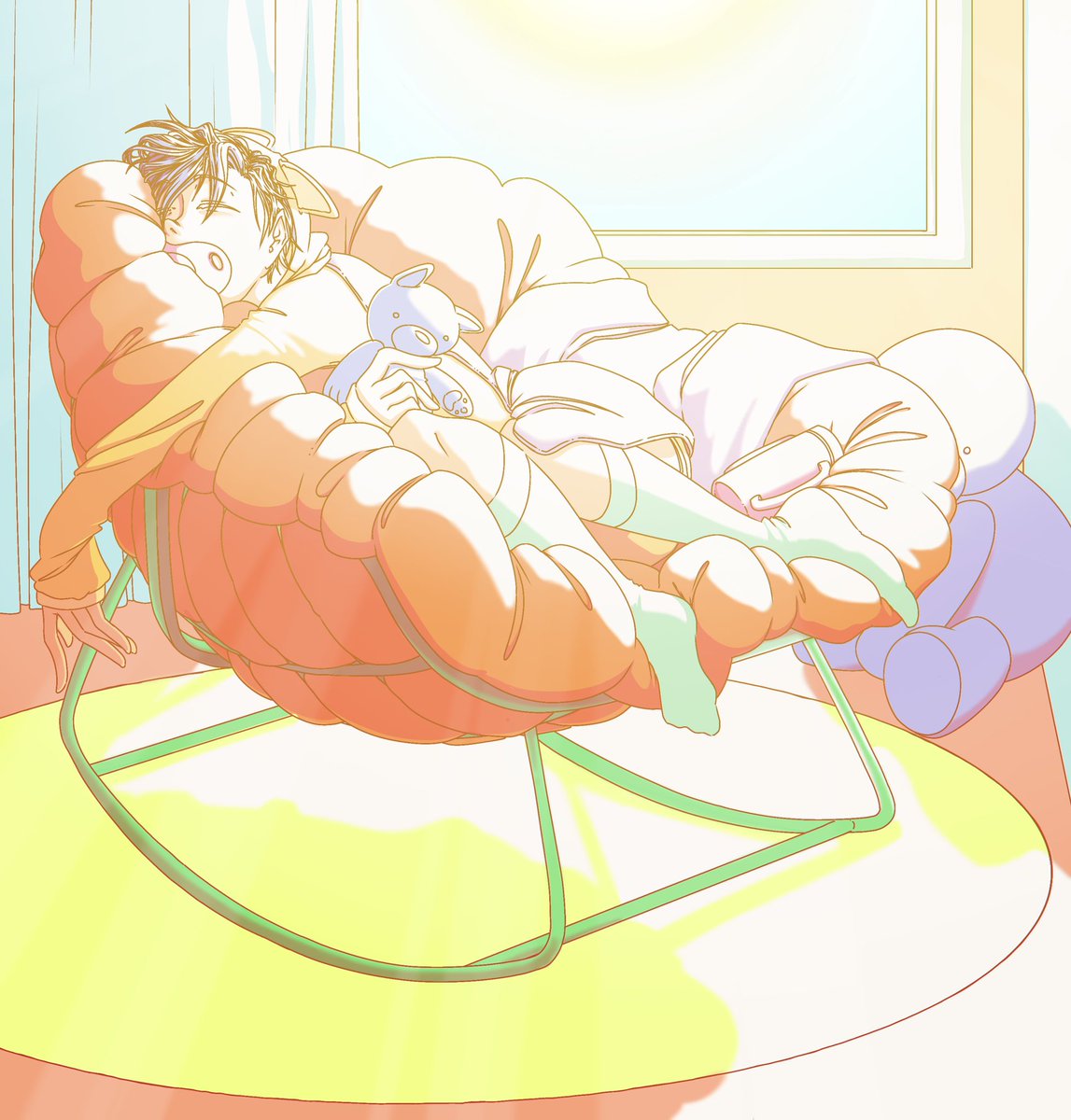 Tried practicing with new colour palettes… 
Ended up blinding myself instead 😎☀️

Man is gonna wake from that nap so dehydrated he’ll disown the sun.