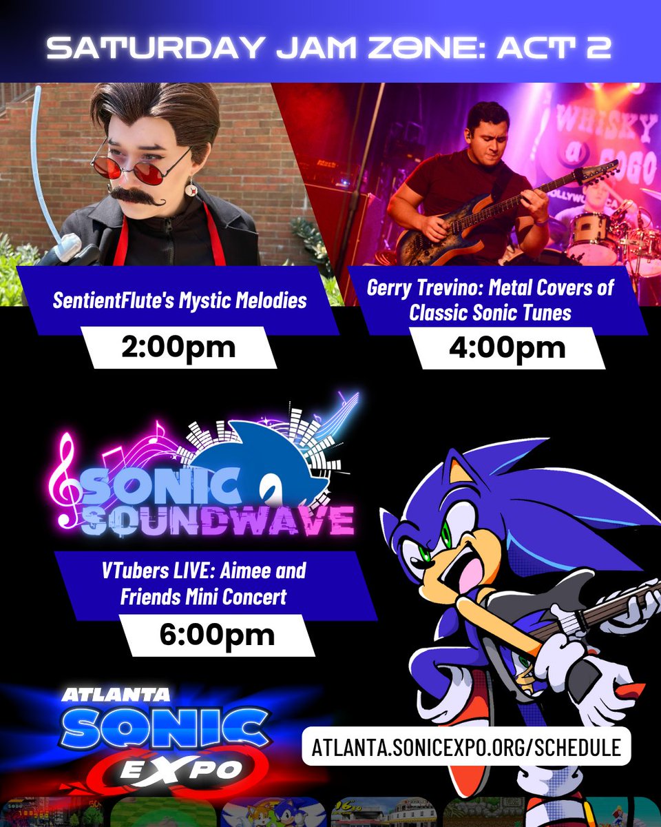 🎶 JAM ZONE SCHEDULE 🎶

Get groovy with some of your favorite creators in the Jam Zone at Sonic EXPO: Atlanta!

Here is the schedule for Friday and Saturday 🎸