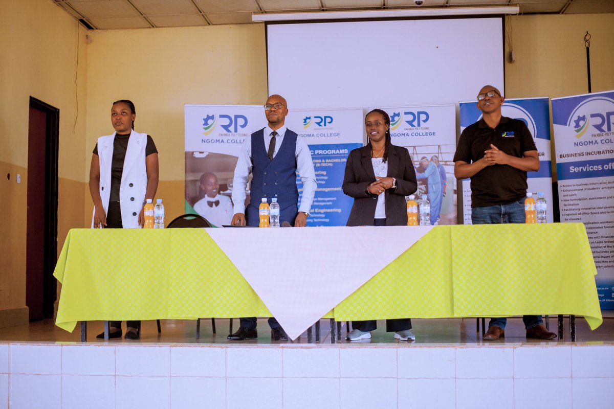 Ngoma_College's tweet photo. Rwanda Polytechnic Vice Chancellor wraps up Year 1 students’ induction week at RP-Ngoma College, engaging with new students, followed by a productive staff interaction session, driving collaboration &amp; excellence. https://t.co/FhME16tKY8